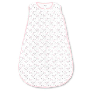 Amazing Baby Cotton Sleeping Sack with 2-Way Zipper, Tiny Zebra, Pastel Pink, Small