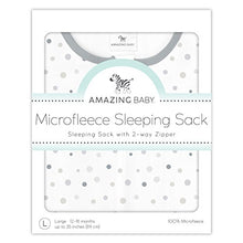 Amazing Baby Microfleece Sleeping Sack with 2-Way Zipper, Playful Dots, Sterling, Medium