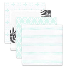 Amazing Baby Muslin Swaddle Blankets, Set of 4, Premium Cotton, Paradise, Pastel SeaCrystal