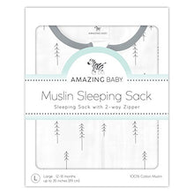 Amazing Baby Muslin Sleeping Sack with 2-Way Zipper, Trees, Sterling, Medium