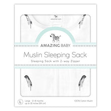 Amazing Baby Muslin Sleeping Sack with 2-Way Zipper, Little Feather, Black, Small