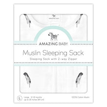 Amazing Baby Muslin Sleeping Sack with 2-Way Zipper, Little Feather, Black, Small