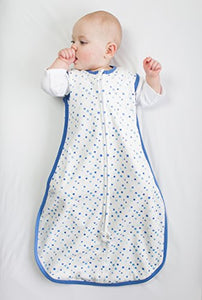 Amazing Baby Microfleece Sleeping Sack with 2-Way Zipper, Playful Dots, Blue, Large