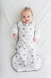 Amazing Baby Cotton Sleeping Sack with 2-Way Zipper, Tiny Elephants, Sterling, Small