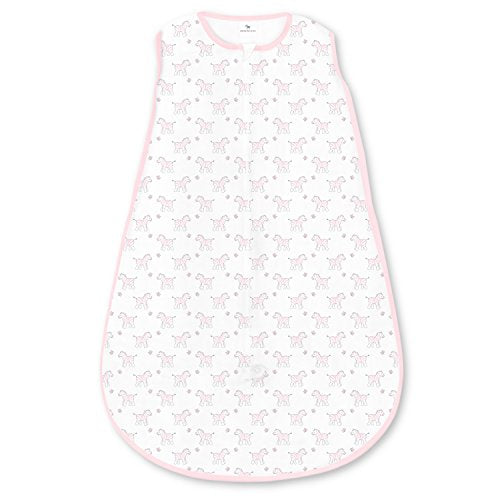 Amazing Baby Cotton Sleeping Sack with 2-Way Zipper, Tiny Zebra, Pastel Pink, Small