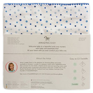 Amazing Baby Ultimate Swaddle Blanket, Premium Cotton Flannel, Playful Dots, Multi Blue
