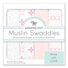 Amazing Baby Muslin Swaddle Blankets, Set of 4, Premium Cotton, Springfield, Pink