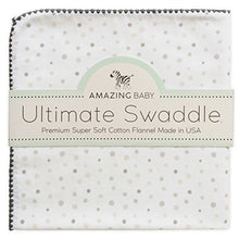 Amazing Baby Ultimate Swaddle Blanket, Premium Cotton Flannel, Playful Dots, Sterling