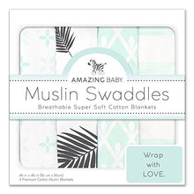 Amazing Baby Muslin Swaddle Blankets, Set of 4, Premium Cotton, Paradise, Pastel SeaCrystal